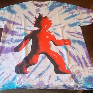 Tie-Dye Kids Shirt with Red Silhouette